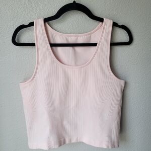 Lululemon ebb to street ribbed crop tank size 10 strawberry milkshake